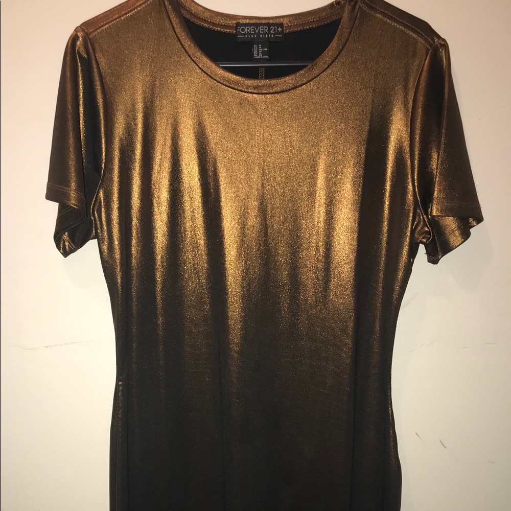 Copper Shimmer T-Shirt Bodycon Dress